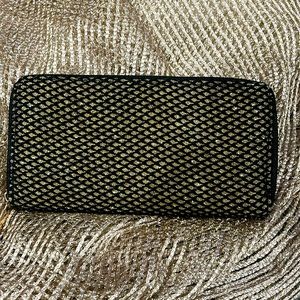 Black and gold fishnet wallet